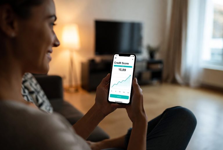 Person checking credit score on smartphone